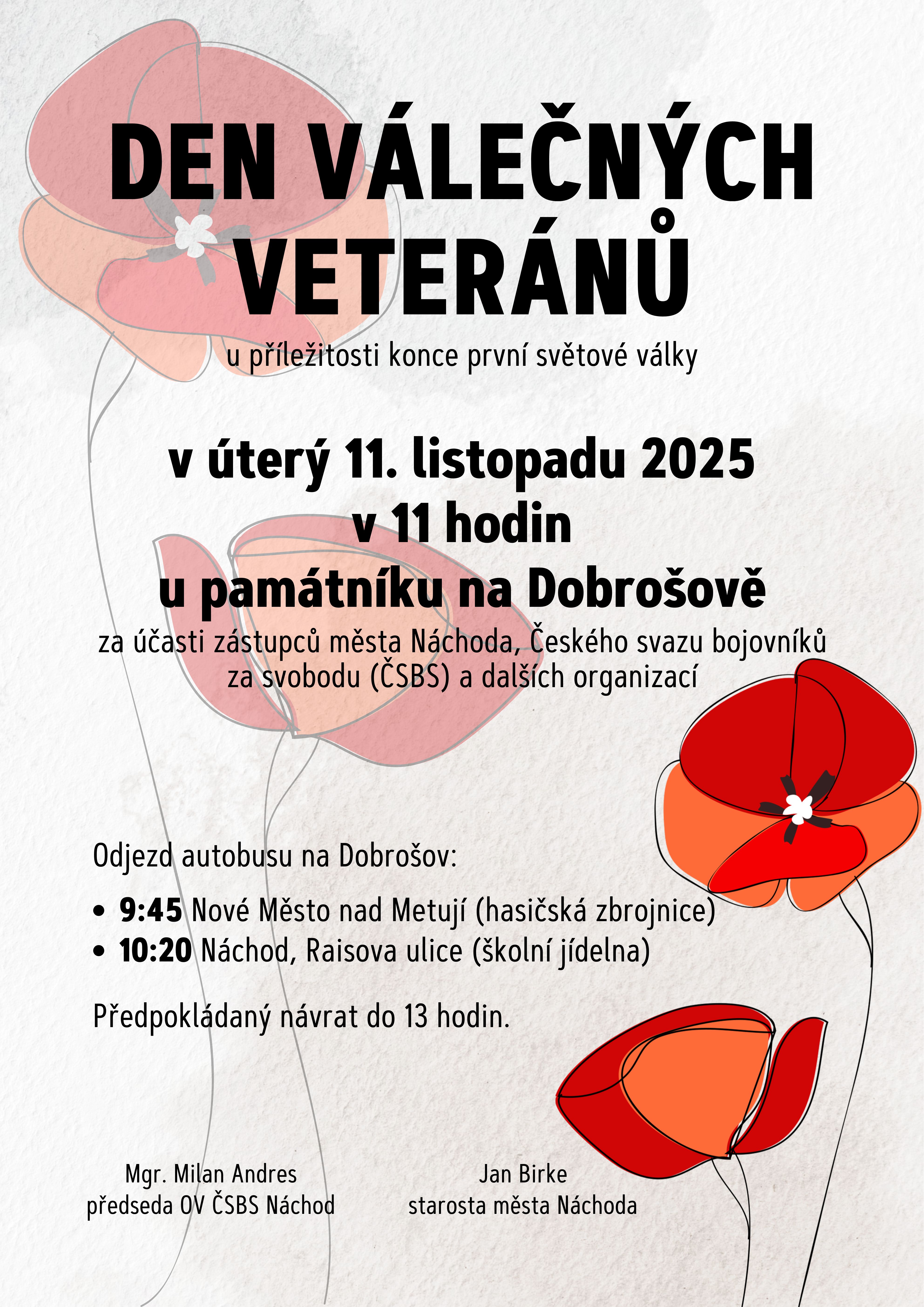 PlakátDen válečných veteránů v Náchodě